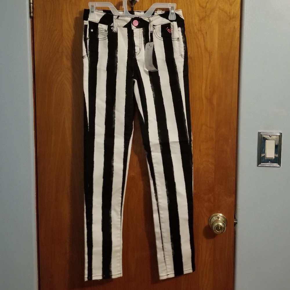 NWT Justice Super Skinny Striped Jeans